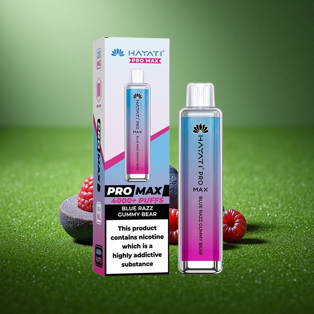 Hayati Pro Max 4000 Puffs Sinine Razz Kommi Mesikääbus 1400mAh Kristall