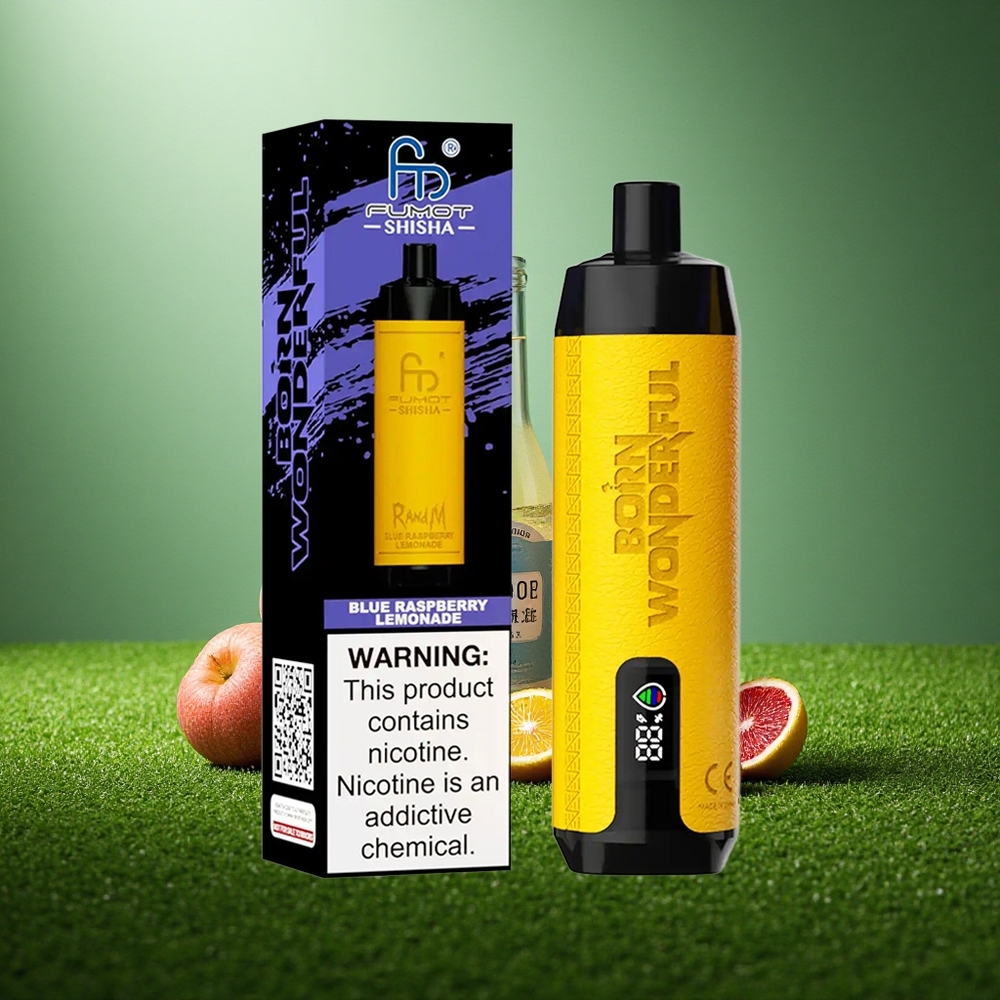 RandM Fumot Shisha 10000 Puffs Sinine Vaarika-Limonad LED Tüüp-C 0,6ohm