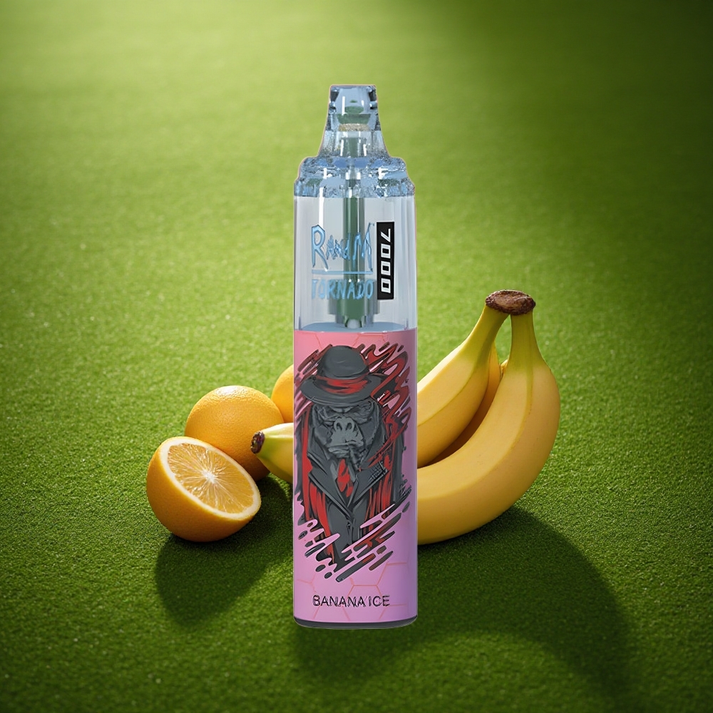 RandM Fumot Tornado 7000 Puffs Banaani Jää 14ML Mesh Coil Type-C