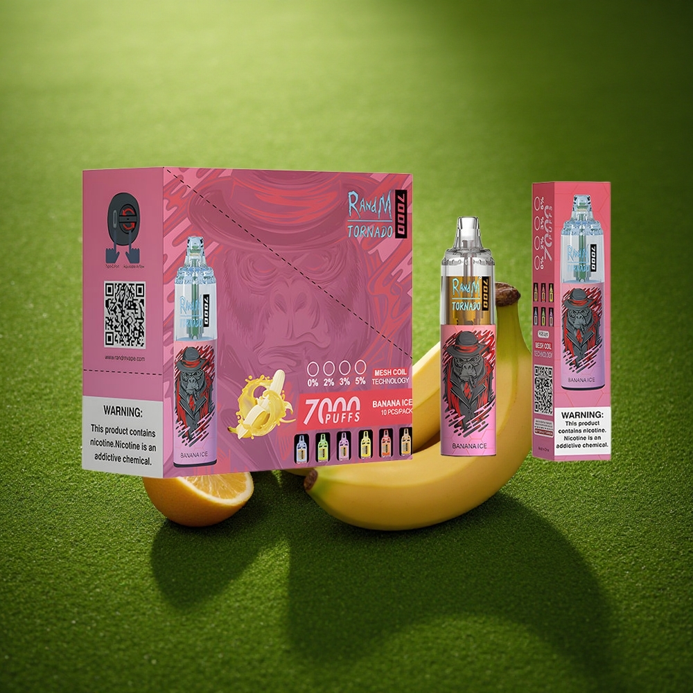 RandM Fumot Tornado 7000 Puffs Banaani Jää 14ML Mesh Coil Type-C