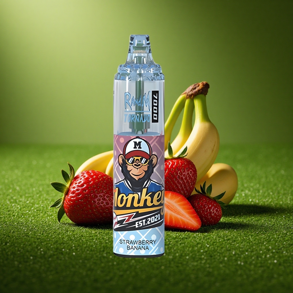 RandM Fumot Tornado 7000 Puffs Maasika-Banaani 14ml Mesh Coil Tüüp-C