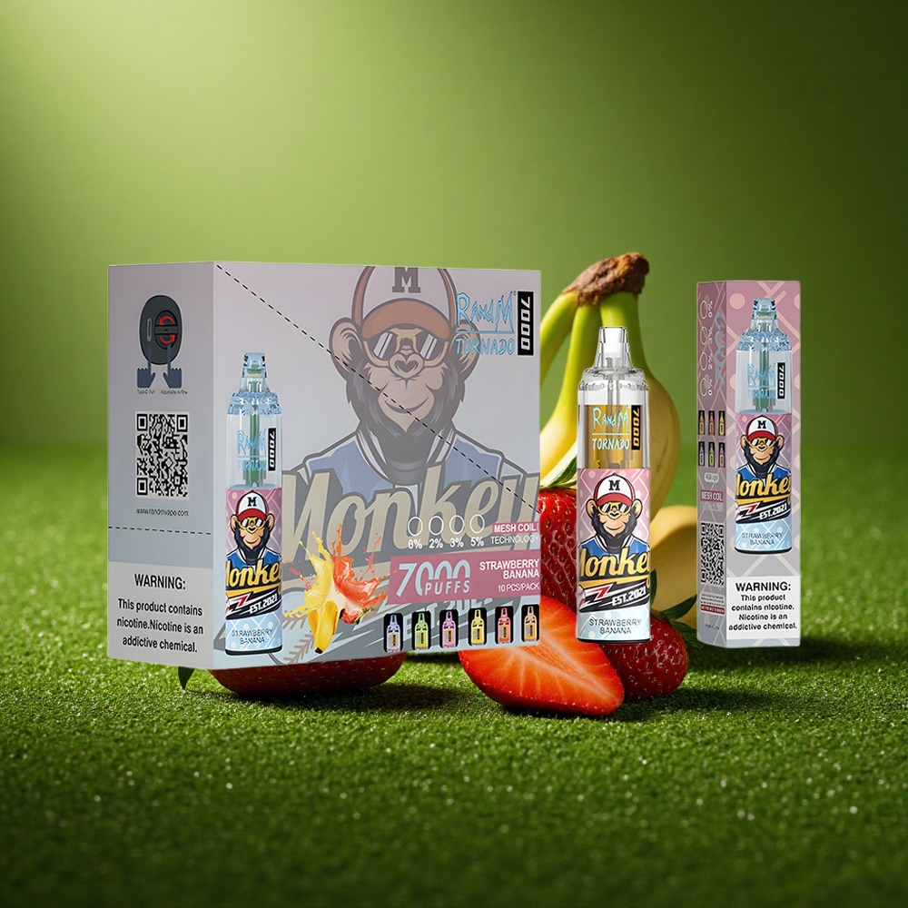 RandM Fumot Tornado 7000 Puffs Maasika-Banaani 14ml Mesh Coil Tüüp-C