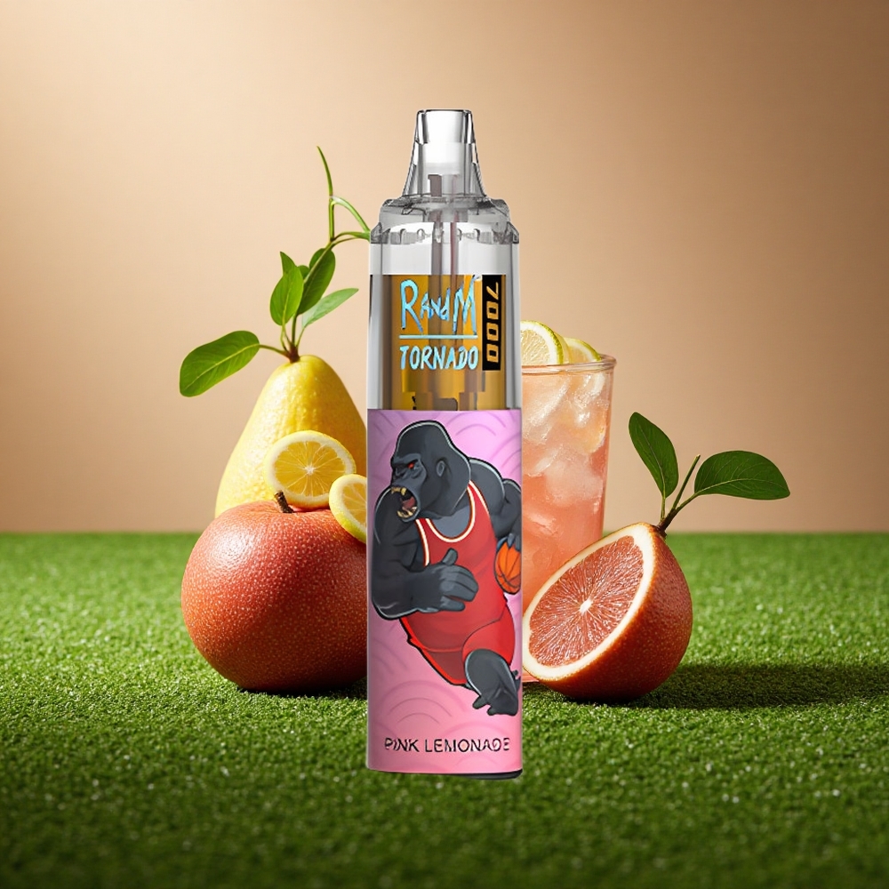 RandM Fumot Tornado 7000 Puffs Roosa Sidrunivesi 14 ML Võrkpool RGB