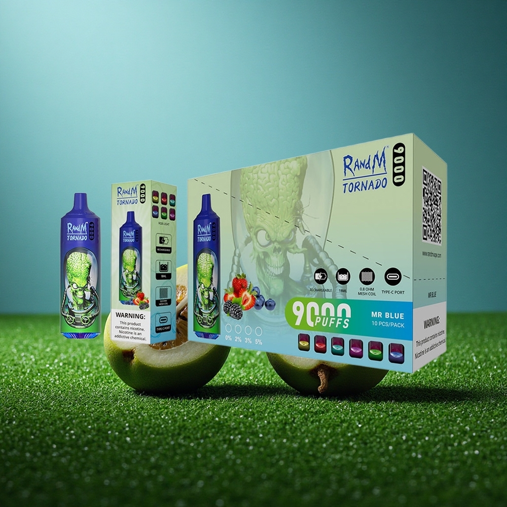 RandM Fumot Tornado 9000 Puffs Härra Sinine 850 mAh RGB 18 mL