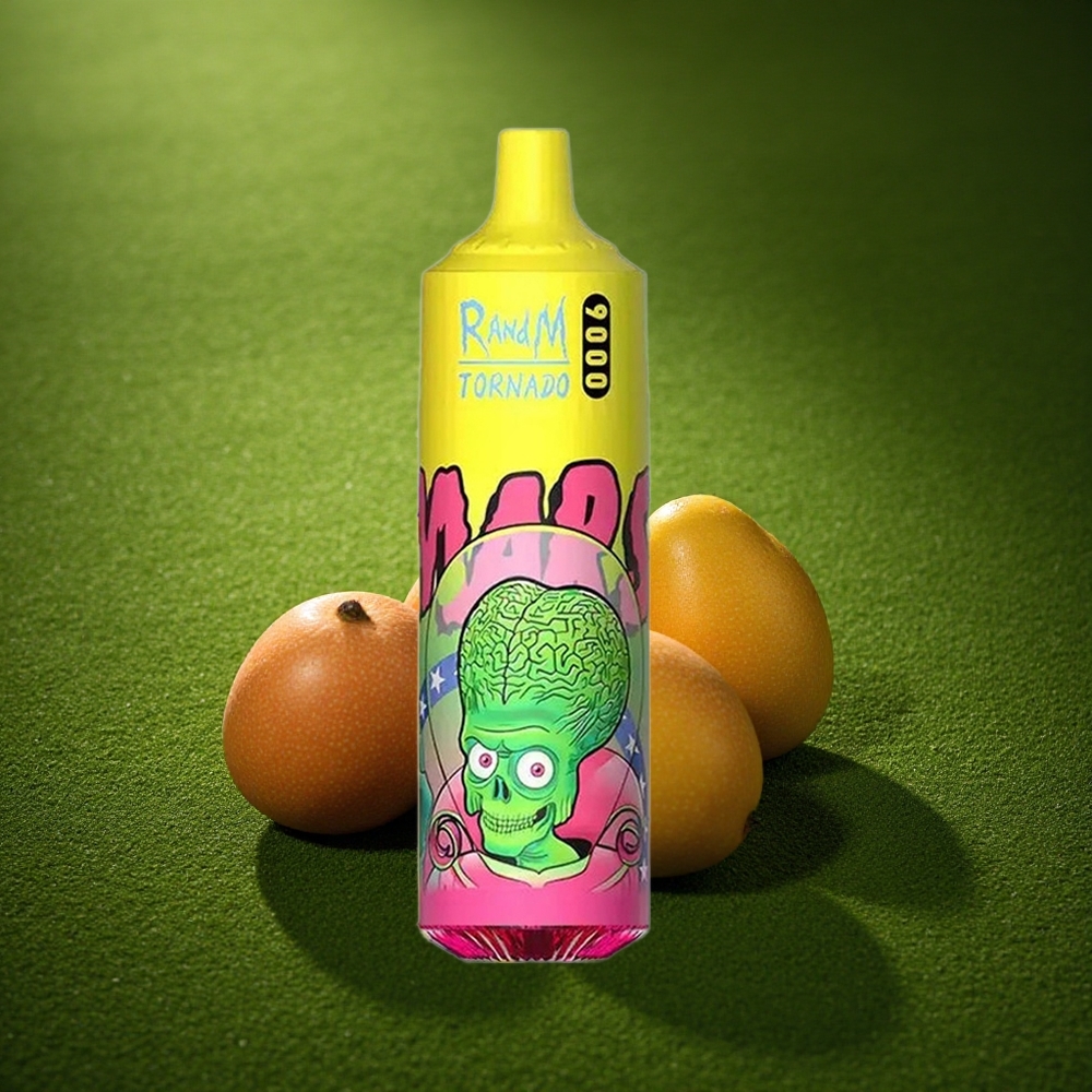 RandM Fumot Tornado 9000 Puffs Kolme Mango võrkkuumutatud 18 mL RGB-ekraaniga