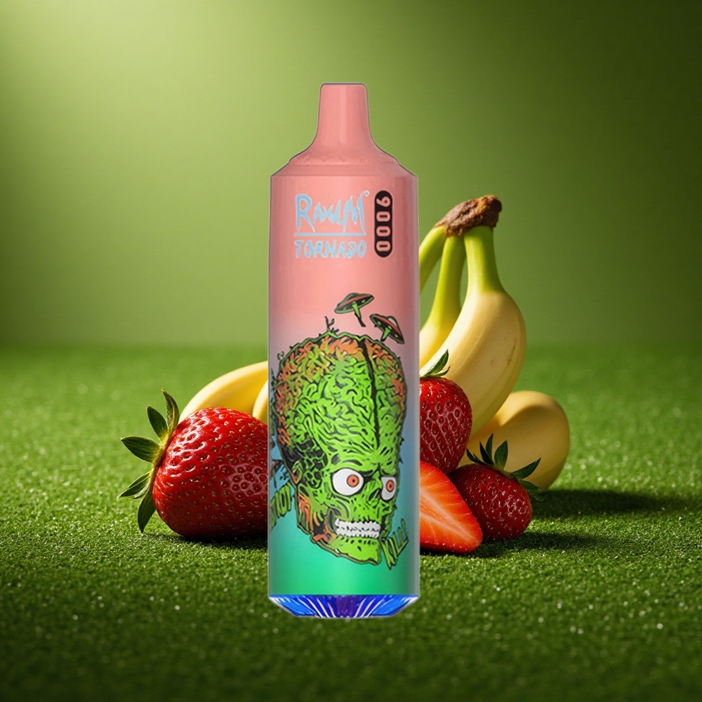 RandM Fumot Tornado 9000 Puffs Maasika-Banaani 850 mAh Võrkseade RGB Ekraan
