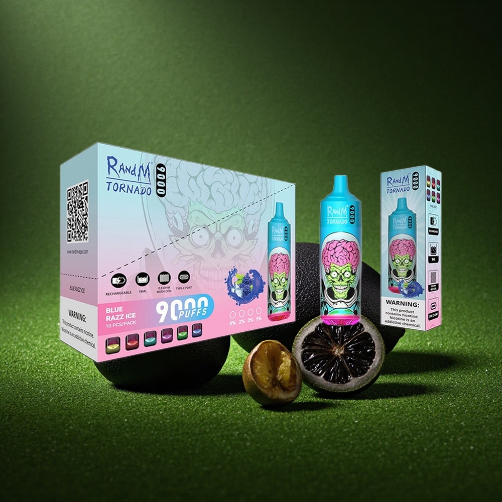 RandM Fumot Tornado 9000 Puffs Must Draakon Jää RGB 850 mAh 18 mL Võrkkest