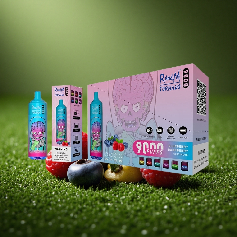 RandM Fumot Tornado 9000 Puffs Mustika Vaarikas 850 mAh Võrkpoolus RGB