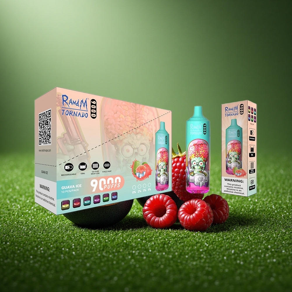 RandM Fumot Tornado 9000 Puffs Sinine Hapukas Vaarikas 850 mAh Võrgusüdamikuga RGB-ekraaniga