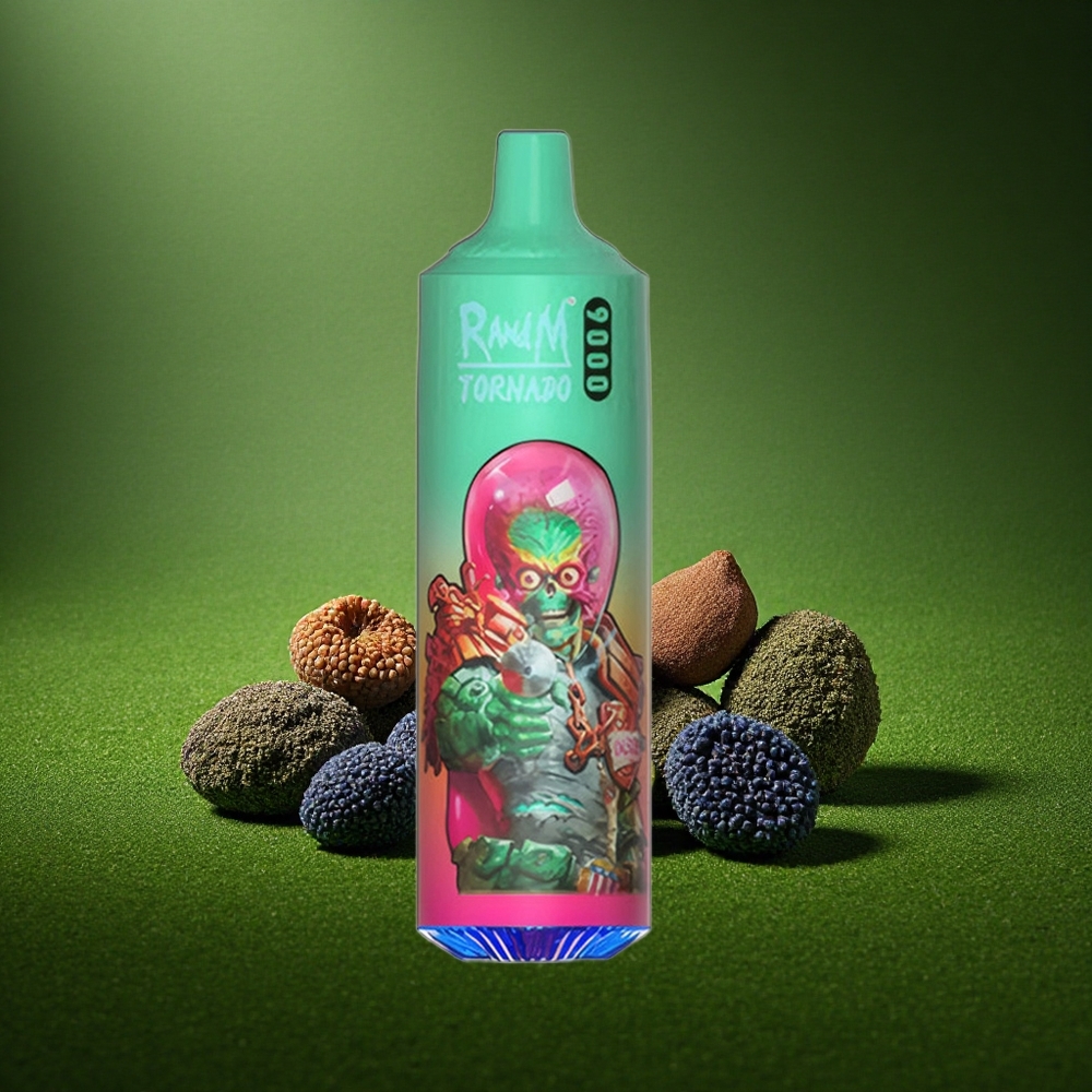 RandM Fumot Tornado 9000 Puffs Sinine Vaarikas Kuš Mesh Ekraan 850 mAh