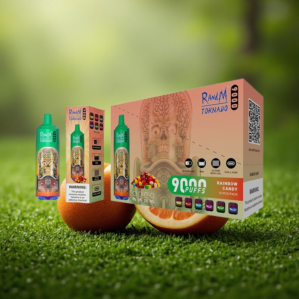 RandM Fumot Tornado 9000 Puffs Vikerkaare Kommid 850mAh 18mL Võrgusüdamikuga