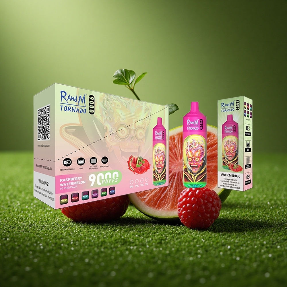 RandM Fumot Tornado 9000 Puffs Virsik-Arbuusi Võrkmähis 850mAh RGB