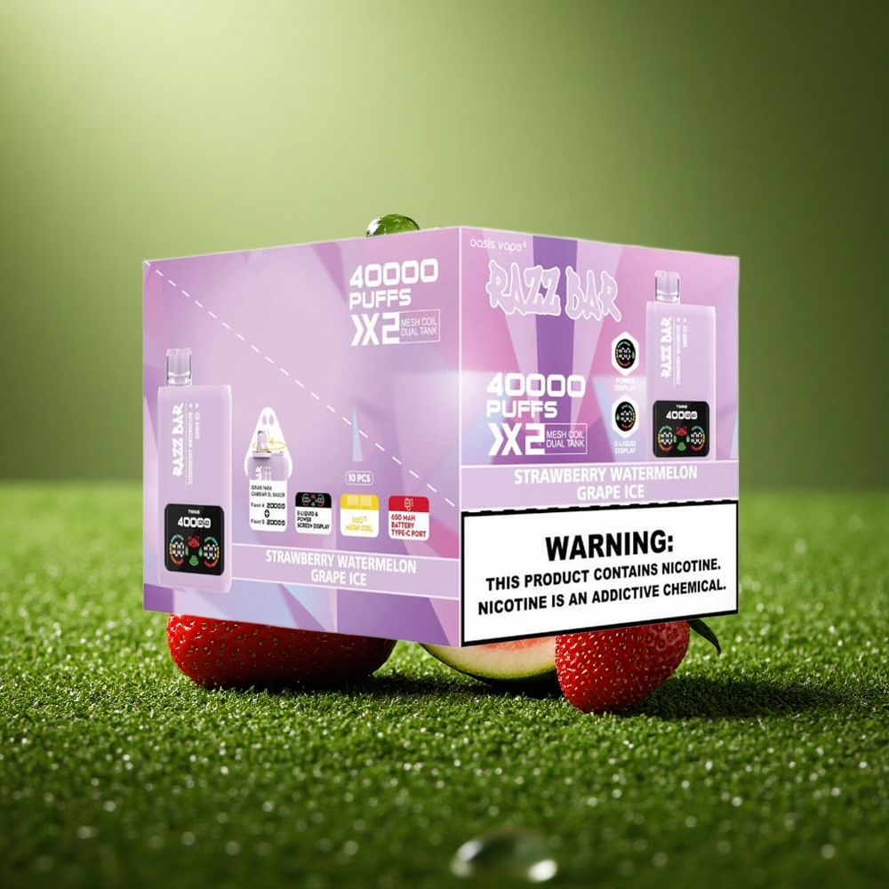 Razz Bar 40000 Puffs Maasika-Arbuusi-Viinamarja Jää 1.0Ohm 2 Võrkpool 5% Nikotiini