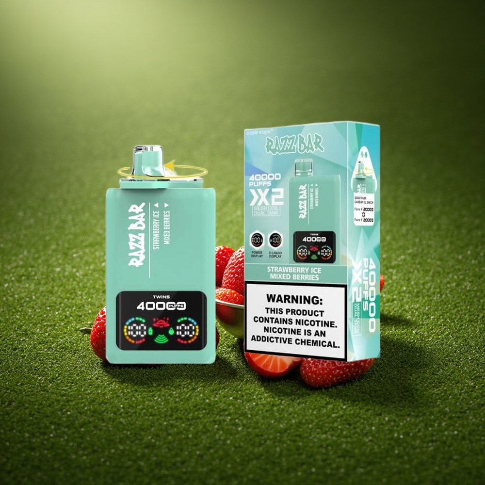 Razz Bar 40000 Puffs Maasikamahl ja Segamarjad - 2% või 5% Nikotiini, Tüüp-C Pordiga, 650 Mah