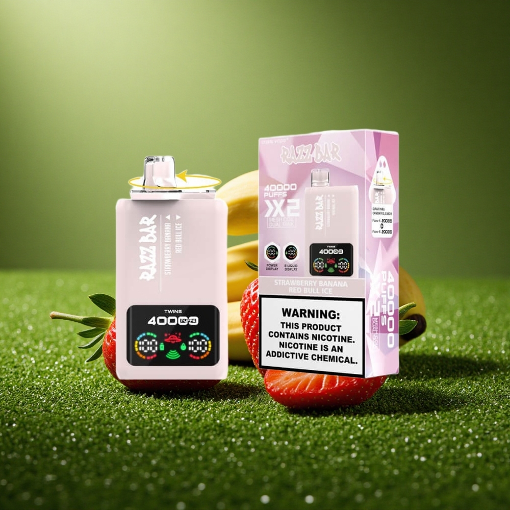 Razz Bar 40000 Puffs Maasikas-Banaan Red Bull Ice 1.0Ohm 2 Mesh Coil 650 Mah