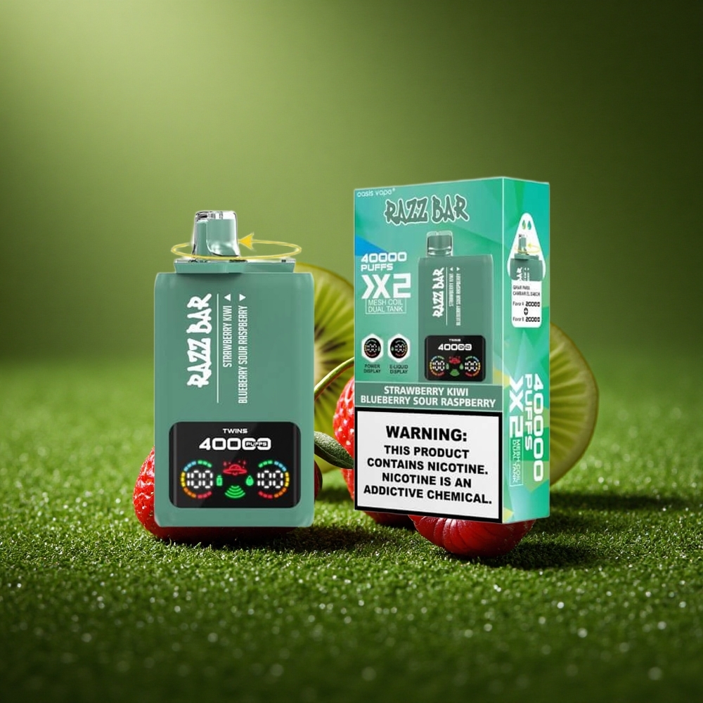 Razz Bar 40000 Puffs Maasikas-Kiivi - Mustikas-Hapukas Marjaline Tüüp-C 650mAh 1.0Ohm 2 Võrk Mähis