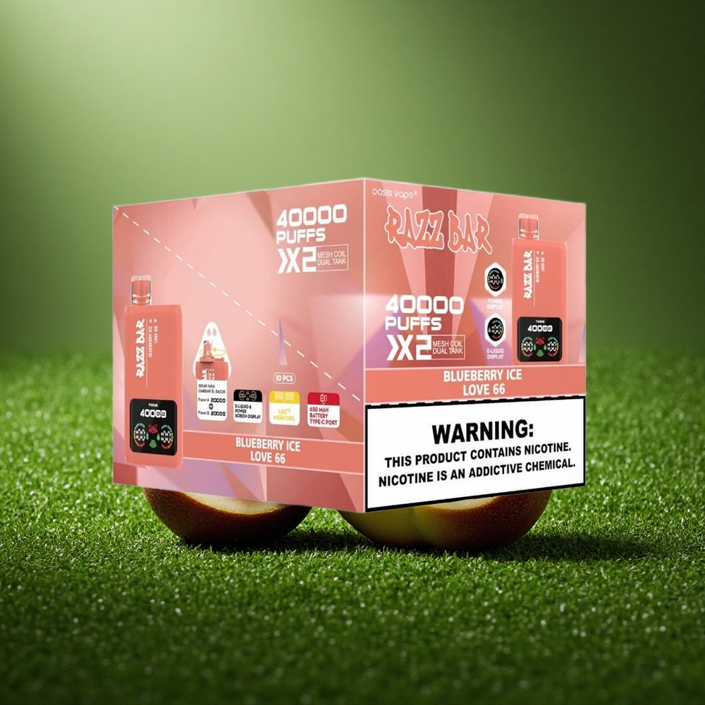 Razz Bar 40000 Puffs Mustikas Jää Armastus 66 - 1.0Ohm 2 Võrk Mähis 650 Mah Ak