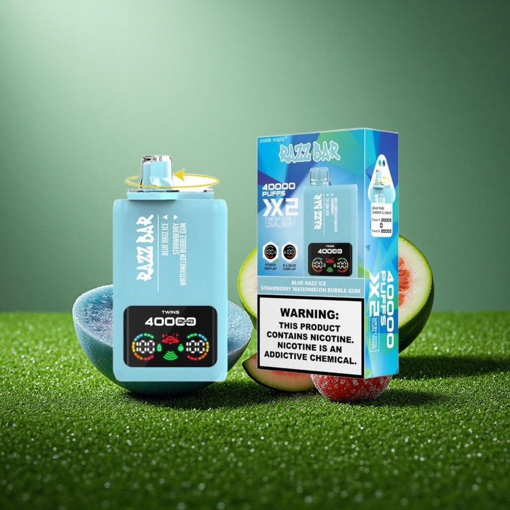 Razz Bar 40000 Puffs Sinine Vaarikajää-Maasikamelon Mullikumm Mesh Coil 5% Nikotiin