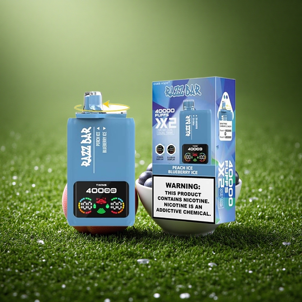 Razz Bar 40000 Puffs Virsikujää - Mustikajää, 1.0Ohm 2 Võrkpool, 650 Mah Type-C