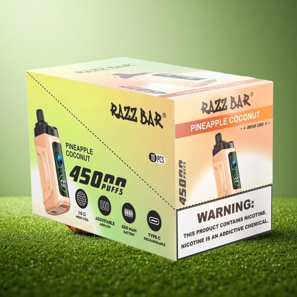 Razz Bar 45000 Puffs Ananass-Kookos 1.0 Ohm Õhuvoolu Reguleeritav