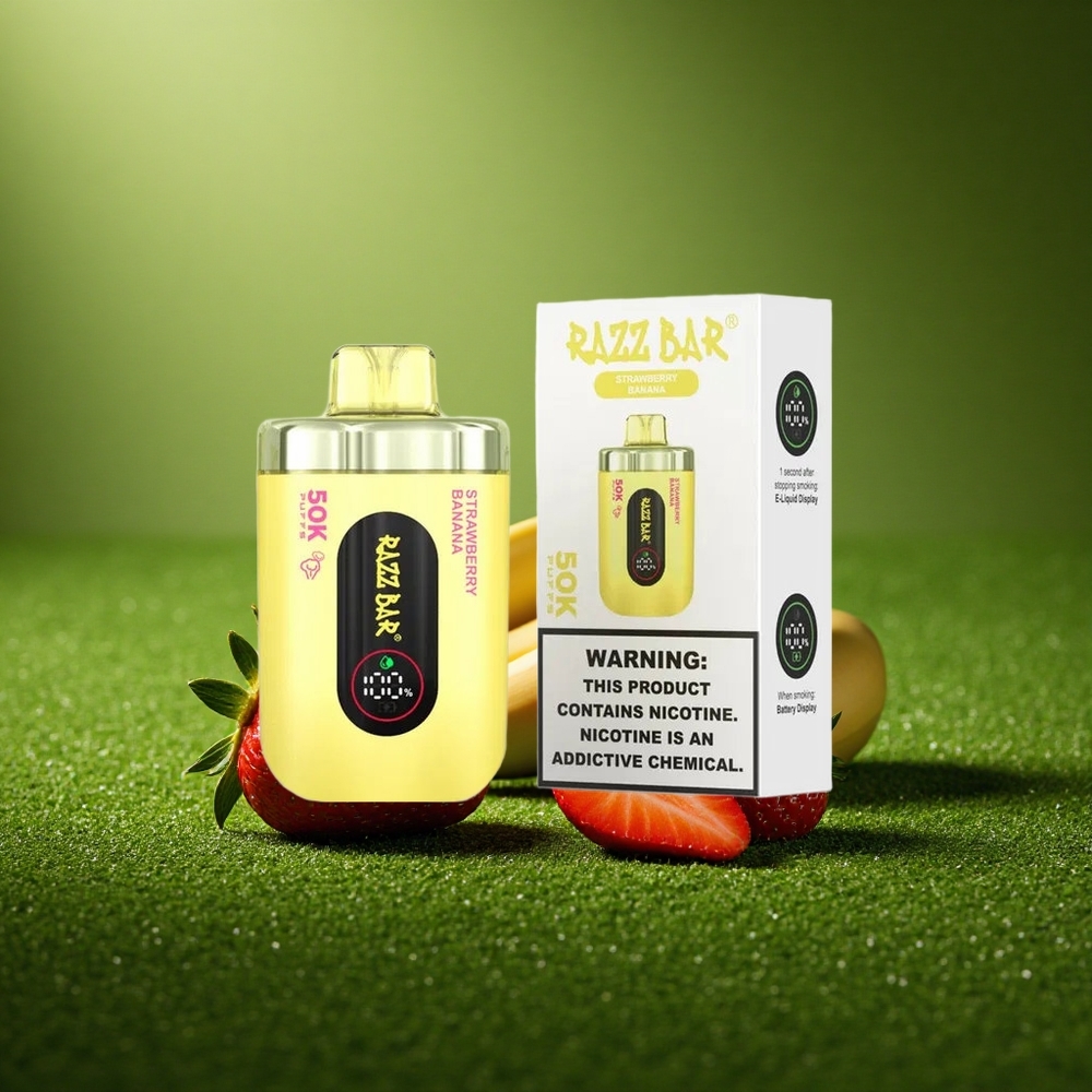 Razz Bar 50K Puffs Maasika Banaani Mesh 1.0 Ohm 2%