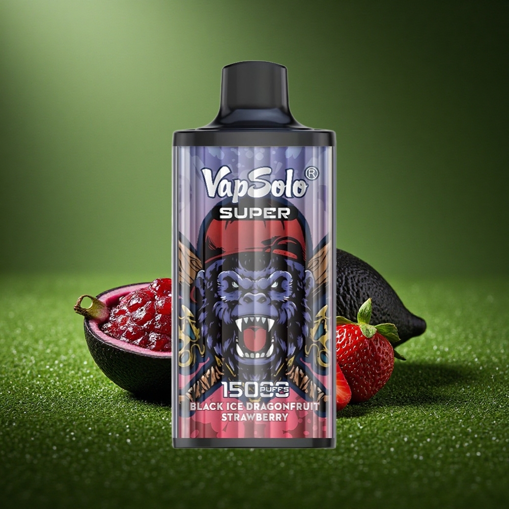 Vapsolo Super 15000 Puffs Must Jää Draakonviljamaasika 850mah Mesh Type-C
