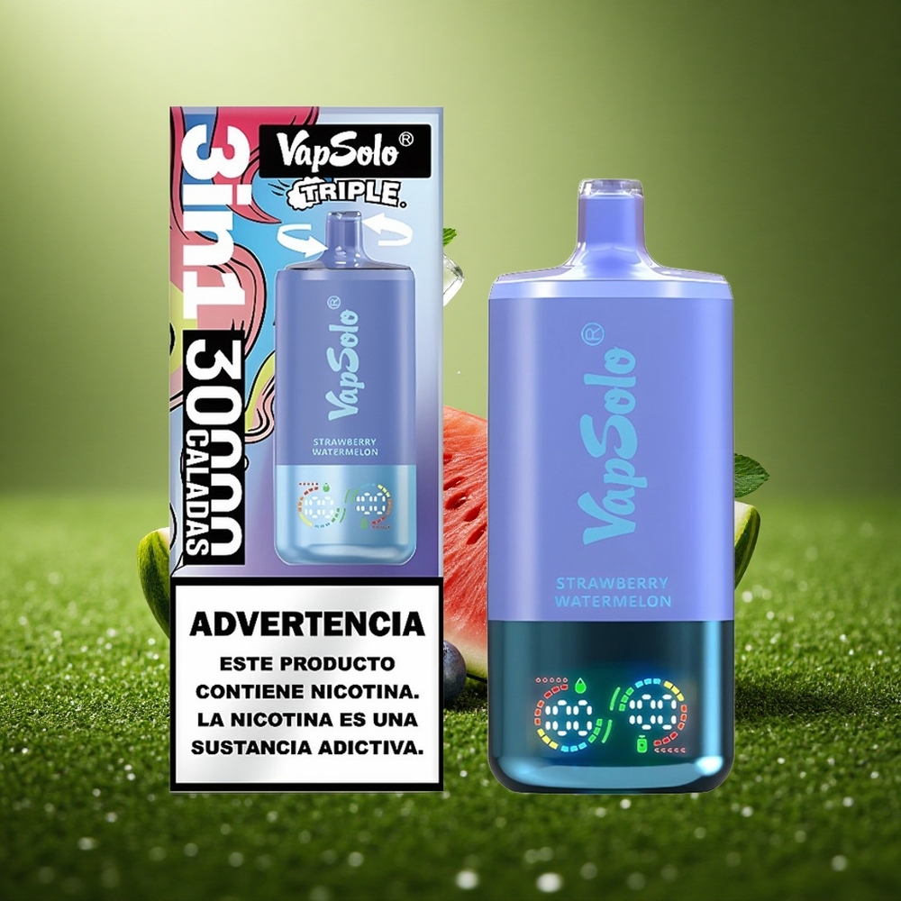Vapsolo Triple 30000 Puffs Maasika-Arbuusi-Mustikas Jää 40ml Kolmepaakne Type-C