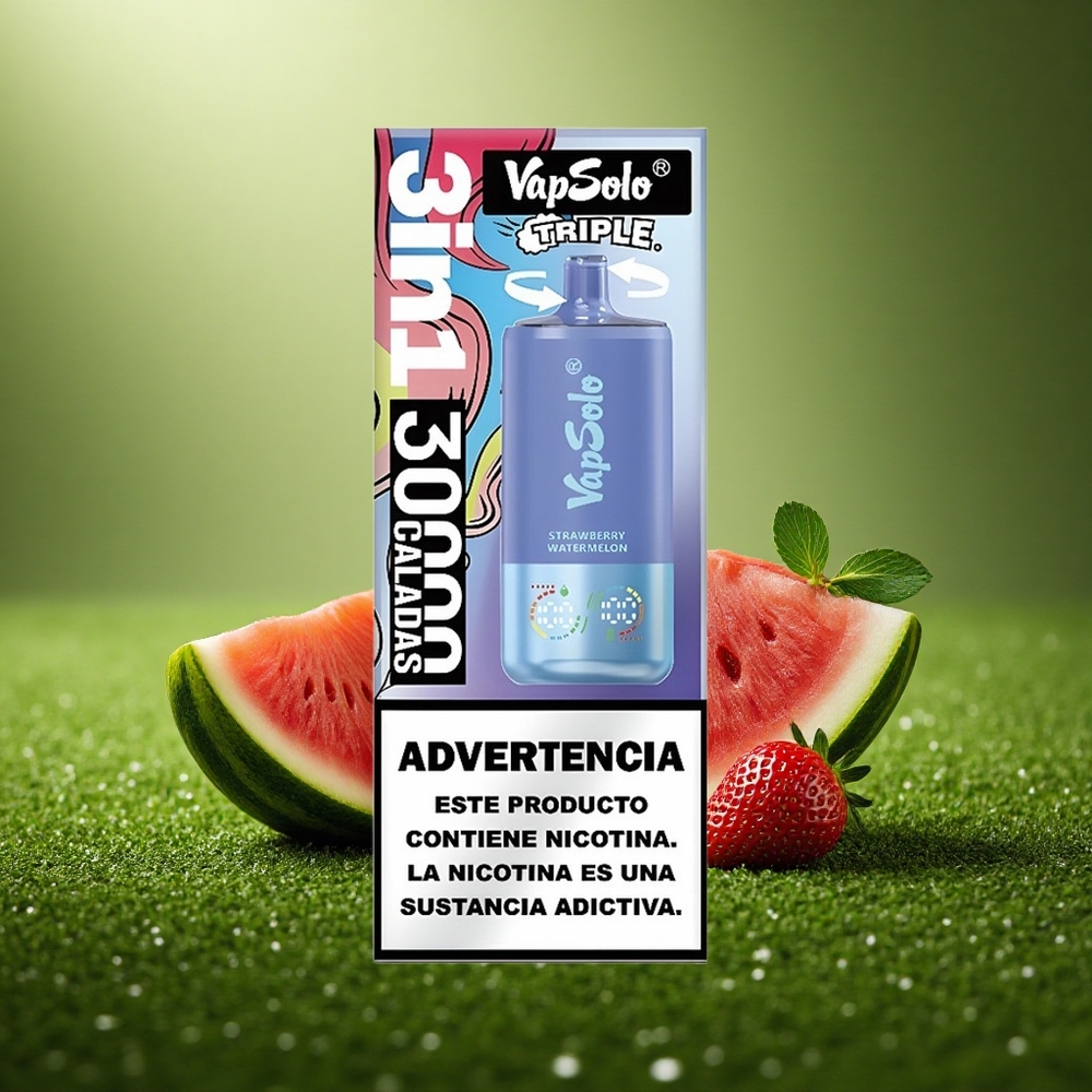 Vapsolo Triple 30000 Puffs Maasika-Arbuusi-Mustikas Jää 40ml Kolmepaakne Type-C