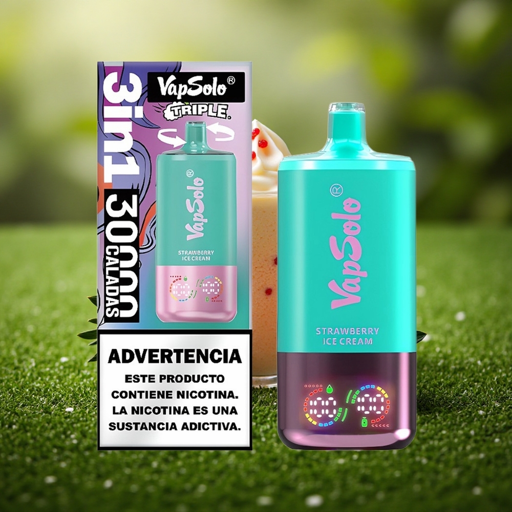 Vapsolo Triple 30000 Puffs Maasikajäätis 40ml Type-C