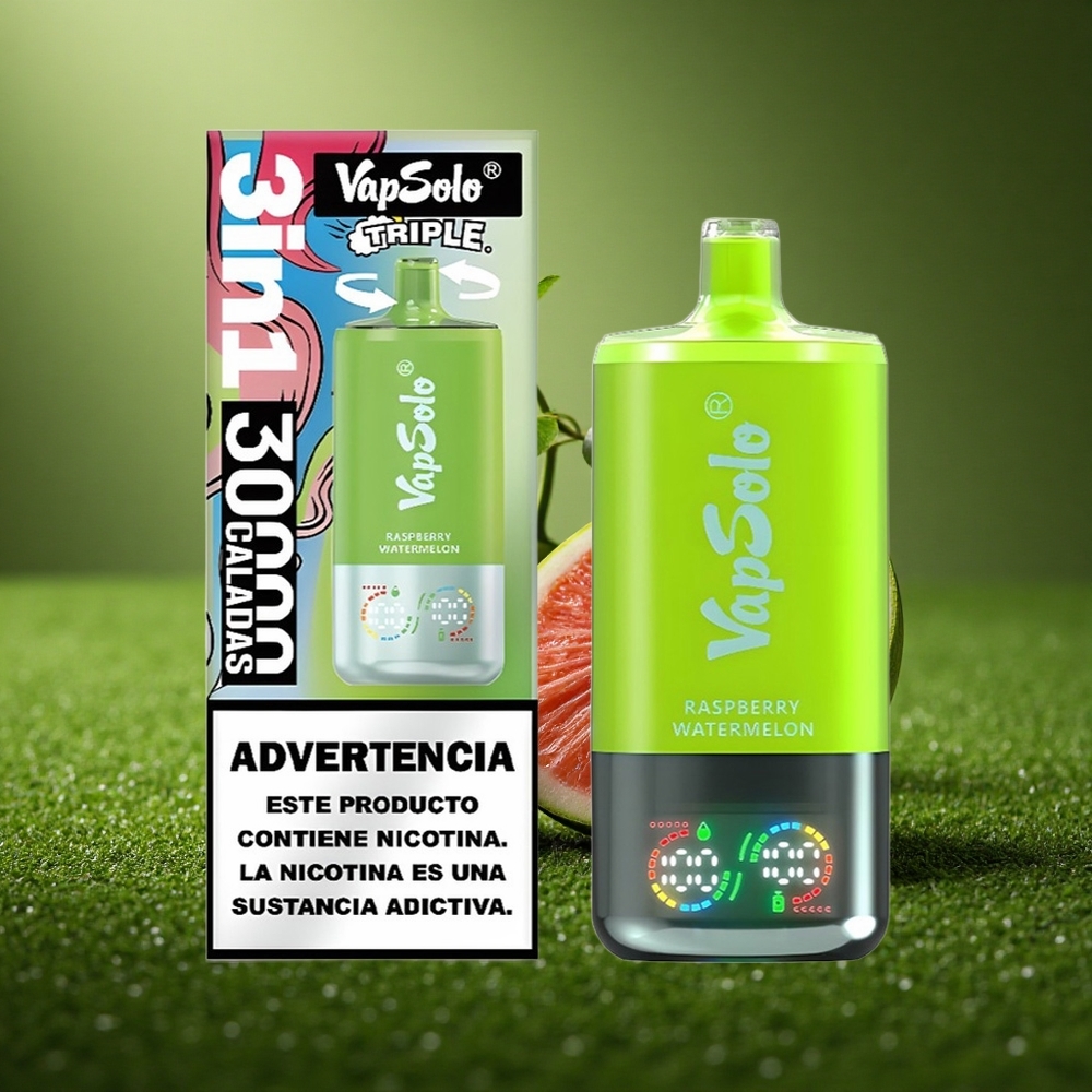 Vapsolo Triple 30000 Puffs Vaarika-Arbuusi 40ml Type-C 3Paak