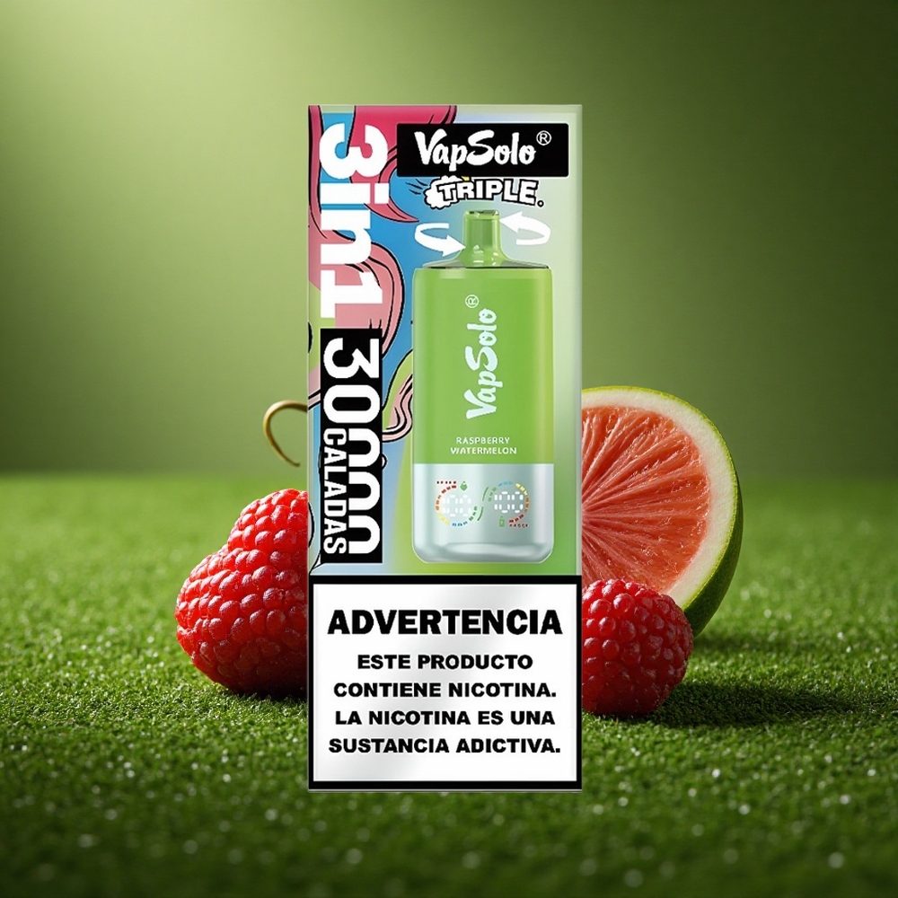 Vapsolo Triple 30000 Puffs Vaarika-Arbuusi 40ml Type-C 3Paak