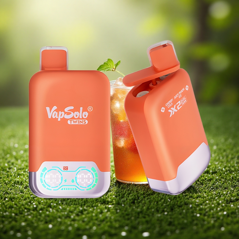 Vapsolo Twins 20000 Puffs Kirss-Kola & Mahla-Virsik Jää 40ml Kahekordne Paak Tüüp-C Laadimine