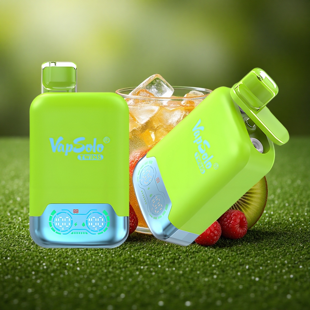 Vapsolo Twins 20000 Puffs Maasika-Kiivi & Maasika-Vaarikas Kirsijää Tüüp-C 40ml Topeltpaak