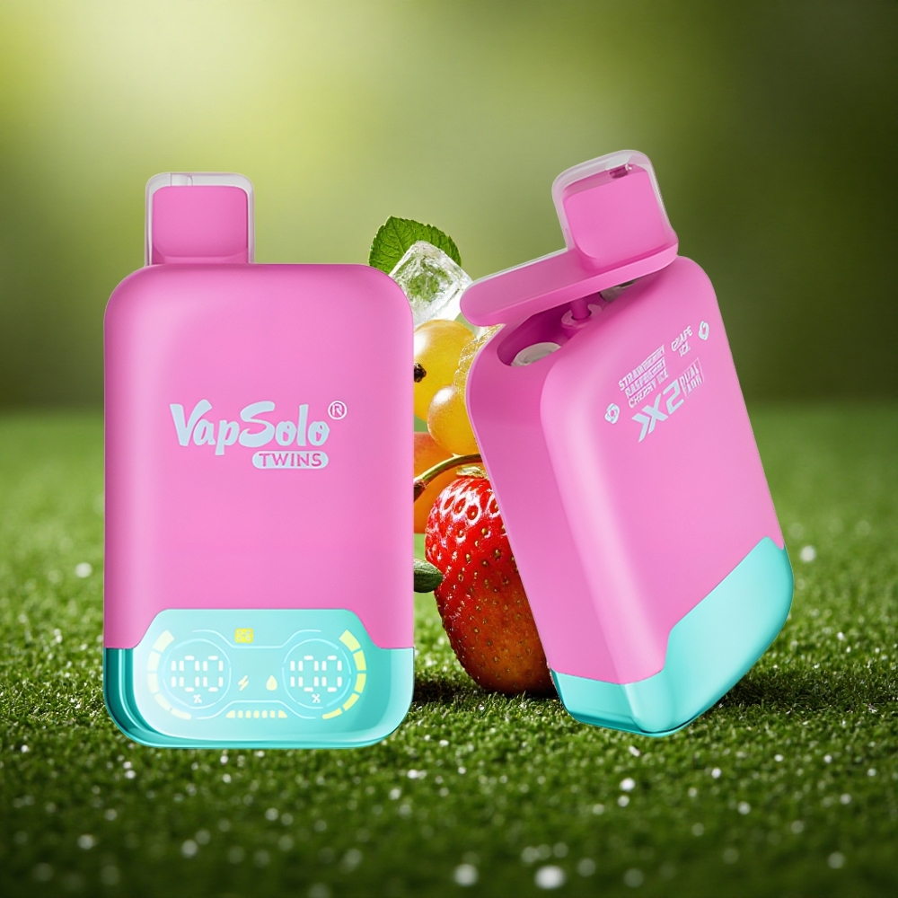 Vapsolo Twins 20000 Puffs Maasika Vaarik Kirssi Jää & Viinamarja Jää - 40ml 2xPaak Type-C