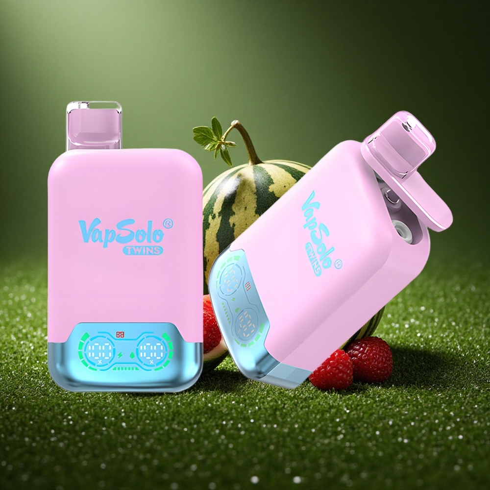 Vapsolo Twins 20000 Puffs Must Jää Draakonvili Maasikas & Vaarikas-Arbuus 40 ml 2 Paak Type-C