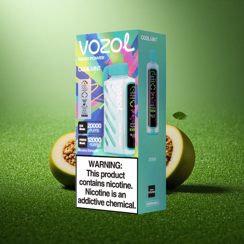 VOZOL Gear Power 20000 Puffs Jahe-Münt Dual Mesh 20mL Ekraan
