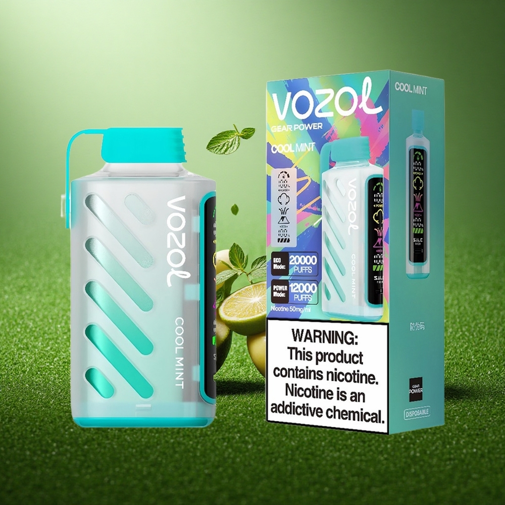 VOZOL Gear Power 20000 Puffs Jahe-Münt Dual Mesh 20mL Ekraan
