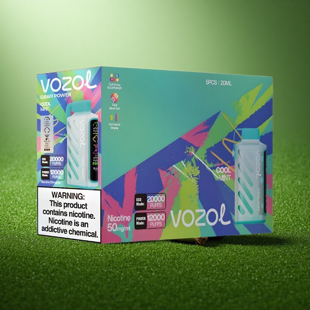 VOZOL Gear Power 20000 Puffs Jahe-Münt Dual Mesh 20mL Ekraan