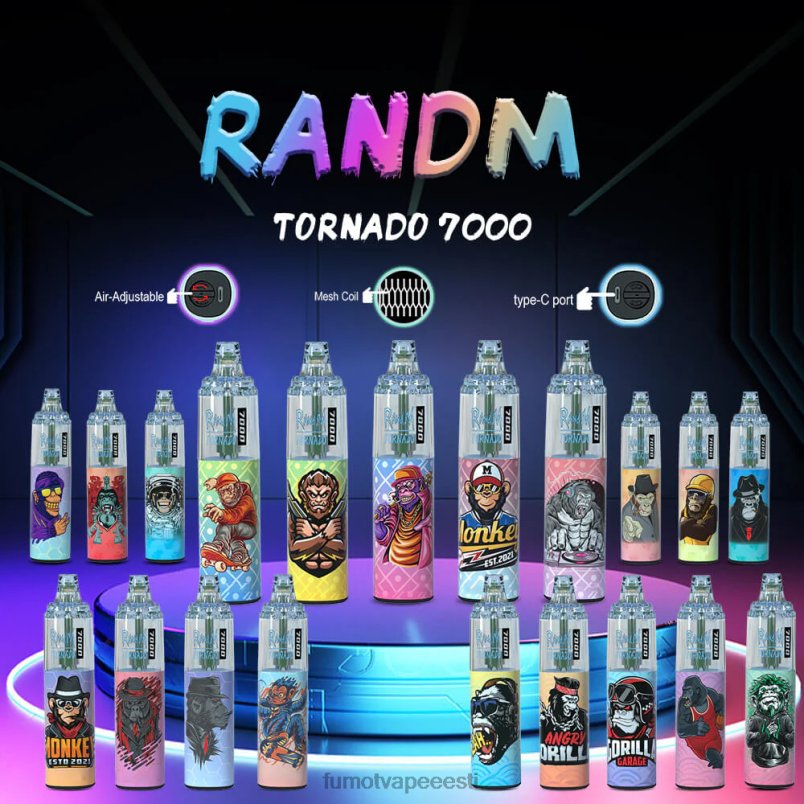 Fumot Tornado 7000 ühekordne vape pen - 14 ml (1 tk) kiivi kannatuspuu guajaav 6Z62Z80 Fumot Vape Nicotine