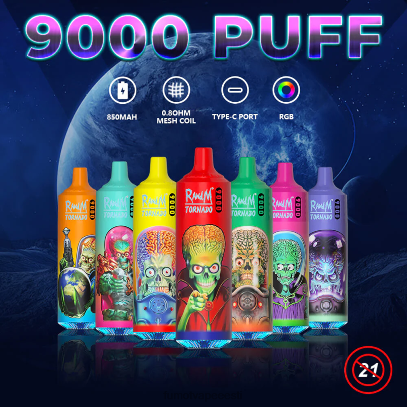 Fumot Tornado 9000 ühekordne vape pen - 18 ml (1 tk) härra. sinine 6Z62Z2 Fumot Vape Eesti