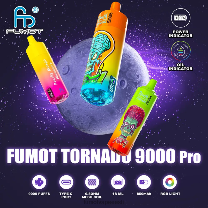 Fumot Tornado ühekordne vape 9000 pro - 18ml (1 tk) segatud marjad 6Z62Z244 Fumot Discount Code
