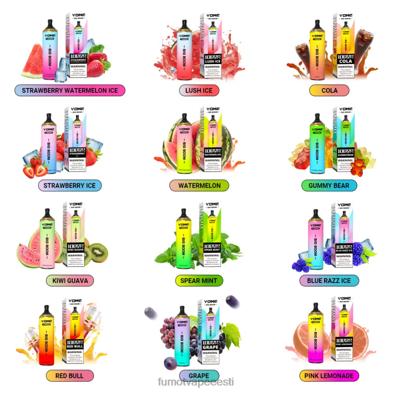 Fumot Vome Big Boom ühekordne vape pen 10000-20ml (1 tk) maasikajää 6Z62Z440 Fumot Vape Nicotine